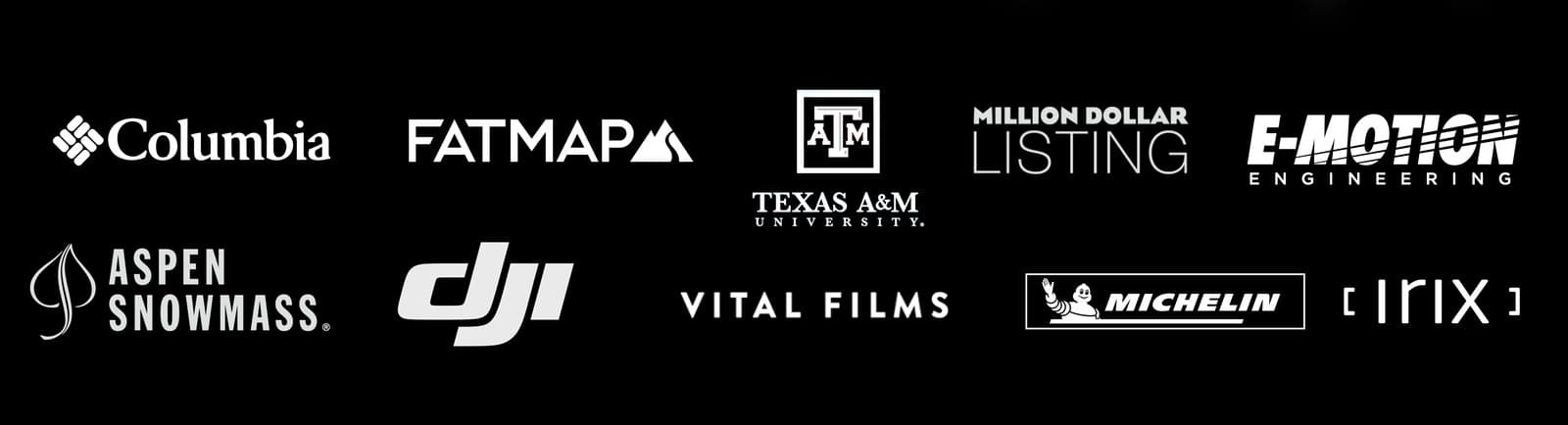 Brands Send It Productions has worked with: Columbia, FATMAP, Texas A&M University, Million Dollar Listing, E-Motion Engineering, Aspen Snowmass, DJI, Vital Films, Michelin, Irix